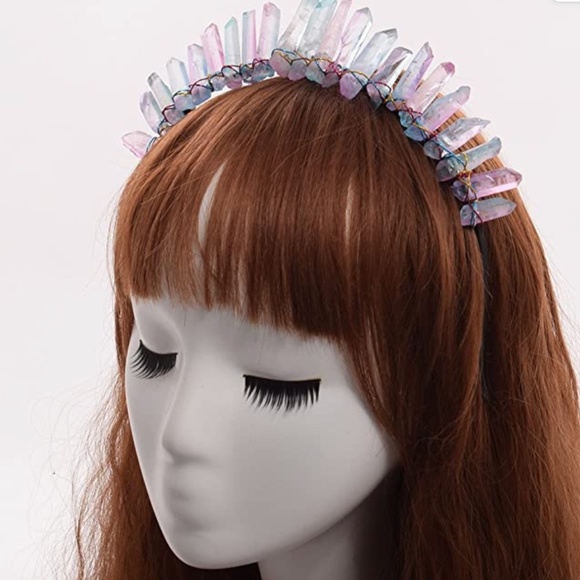 Crystal Quartz Tiara Mermaid Crown Headband (Full Crown-03)